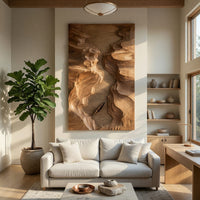 Hand-Carved Slot Canyon Wall Sculpture With a Lone Canoe, view 8 — view 8
