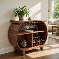 Solid Wood Bar Cabinet With Glass Holder Kitchen Island, view 8