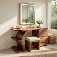 Solid Wood Dressing Table Elegant Makeup Vanity Personal Beauty Area Space, view 8