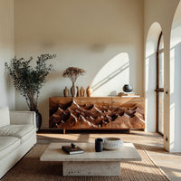 Solid Wood Sideboard With Layered Mountain Carving Living Room, view 8