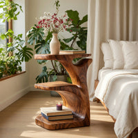 Solid Wood Nightstand With Open Shelf Bedroom, view 8