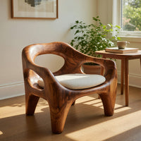 Solid Wood Chair Sculptural Natural Accent Living Space, view 8