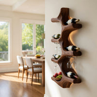 Solid Wood Wine Rack Wall Mounted Natural Kitchen, view 8