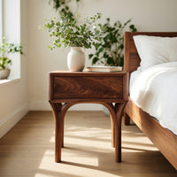 Solid Wood Nightstand Arch Leg With Drawer Bedroom, view 8