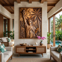 Chisel-Cut Liberty and Palms, Framed Wall Art Panel, view 8 — view 8