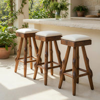 Solid Wood Bar Stool Rustic Handcrafted Kitchen Patio, view 8