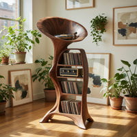 Solid Wood Record Player Stand Handcrafted Entryway, view 8