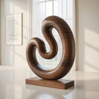 Solid Wood Sculpture Wall Art Farmhouse Large Twisted Spiral Floor Contemporary, view 8