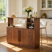 Solid Wood Bar Table Outdoor With Cabinet Patio Poolside, view 8
