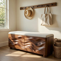 Solid Wood Entryway Storage Bench Natural End Bed, II, view 8