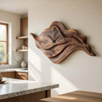 Solid Wood Clock Artistic Sculptural Modern Home Office, view 8