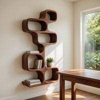 Solid Wood Wall Mounted Shelf Abstract Living Room, view 8