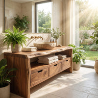 Solid Wood Bathroom Vanity Farmhouse Floating Storage, view 8