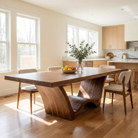 Artistic Wave Leg Wood Dining Table For Designer Dining Room, view 8
