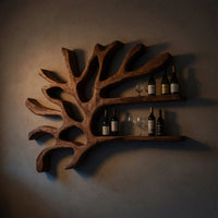 Solid Wood Wine Rack Industrial Wall Entryway Beverage Arrangement Unit, view 9