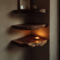 Solid Wood Natural Wood Floating Shelves Handcrafted Solid Corner Shelf Furniture, view 9