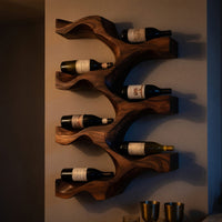 Solid Wood Wine Rack Artistic Natural Modern Kitchen Wall, view 9