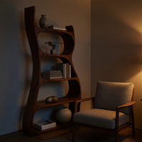 Solid Wood Standing Shelf Elegant Natural Entryway Display, view 9