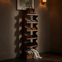 Solid Wood Shoe Storage Bench Japandi Tall Rack Condo Entryway Hallway, view 9