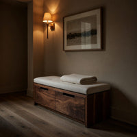 Solid Wood Entryway Storage Bench Minimalist Functional Design, view 9