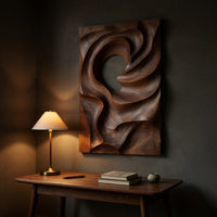 Coiled Dune Walnut Wall Art Panel with Open Center, view 9 — view 9