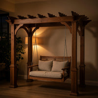 Solid Wood Porch Swing Rustic Pergola Bench Outdoor Garden Lounge, view 9