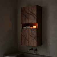 Solid Wood Corner Wall Bathroom Shelf Cabinet With Door Waves, view 9