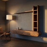 Wall-Mounted Floating Console With Tall Display Shelf, view 9