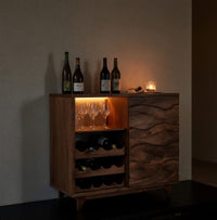 Solid Wood Bar Cabinet Wine Natural Dining Room, view 9