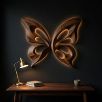 Two Walnut Halves, One Butterfly Wall Sculpture, view 9 — view 9
