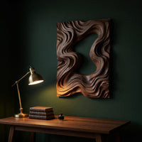 Parted Waves Walnut Wall Art Panel, Deep Relief, view 9 — view 9