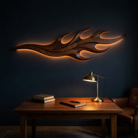Nightcurl Walnut Wall Art with Hooked Flame Tips, view 9 — view 9