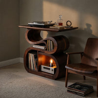 Solid Wood Record Player Stand Mid Century Console Vinyl Collection Area, view 9