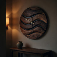 Solid Wood Clock Artistic Minimal Wall Living Room, view 9