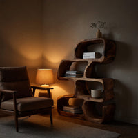 Solid Wood Standing Shelf Artistic Modern Home, view 9