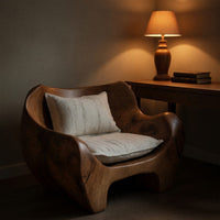 Solid Wood Chair Sculpted Armchair Living Room Lounge, view 9