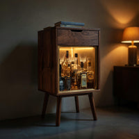 Solid Wood Bar Cabinet Wine With Warm Lighting Kitchen, view 9