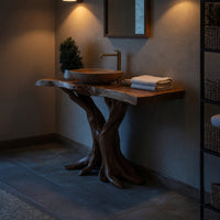Solid Wood Live Edge Vanity Bathroom Handmade Bathroom, view 9