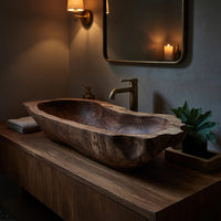 Solid Wood Sink Vanity Mid Century Wash Basin Bathroom, view 9