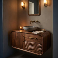 Solid Wood Bathroom Vanity Mid Century Floating With Storage, view 9