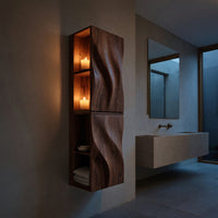Solid Wood Corner Wall Bathroom Shelf Luxury Cabinet Wave Carved Doors, view 9
