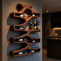 Solid Wood Wine Rack Wall Storage Natural Dining Room, view 9