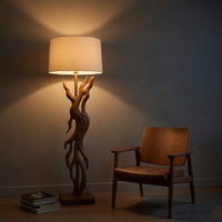 Rustic Wood Wall Light With Undulating Shape For Bedroom Decor, view 9