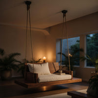 Solid Wood Porch Swing Hanging Ceiling Living Room Studio, view 9