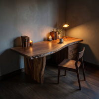 Solid Wood Vanity Desk With Storage Drawers, view 9