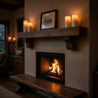 Solid Wood Floating Fireplace Mantel Rustic Shelf Cozy Cabin Living Room, view 9