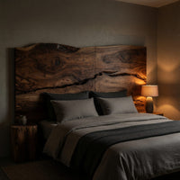 Solid Wood Headboard Live Edge Warm Minimalist Bedroom, view 9