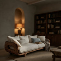 Solid Wood Sofa Farmhouse Curved With Solid Frame Living Room, view 9