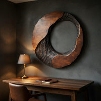 Chiseled and Burnished, a Round Wall Sculpture in Wood, view 9 — view 9