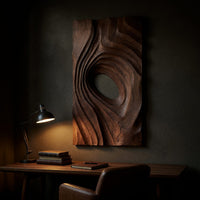 Deep-Relief Spiral Wall Panel in Walnut, Made to Order, view 9 — view 9